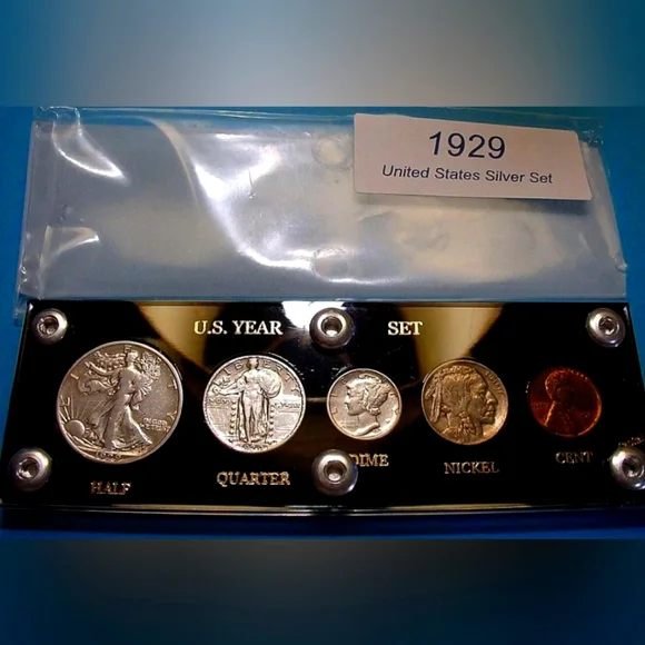 1929 U.S. 5 COIN SILVER SET VERY SCARCE NICE AS A 94 YEAR OLD BIRTH YEAR SET - Picture 1 of 3